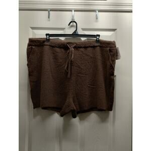 Auden NWT Women's Plus Size 2X Brown Fleece Fuzzy Cozy Sweater Knit Shorts